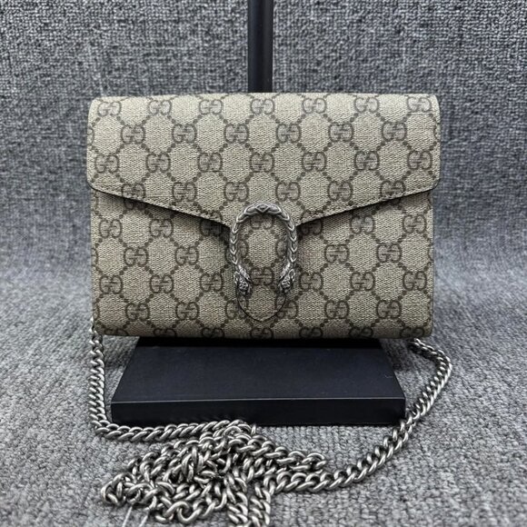 GUCCI Dionysus Chain Wallet Brown Canvas Shoulder Bag 699-011725 - Picture 2 of 16